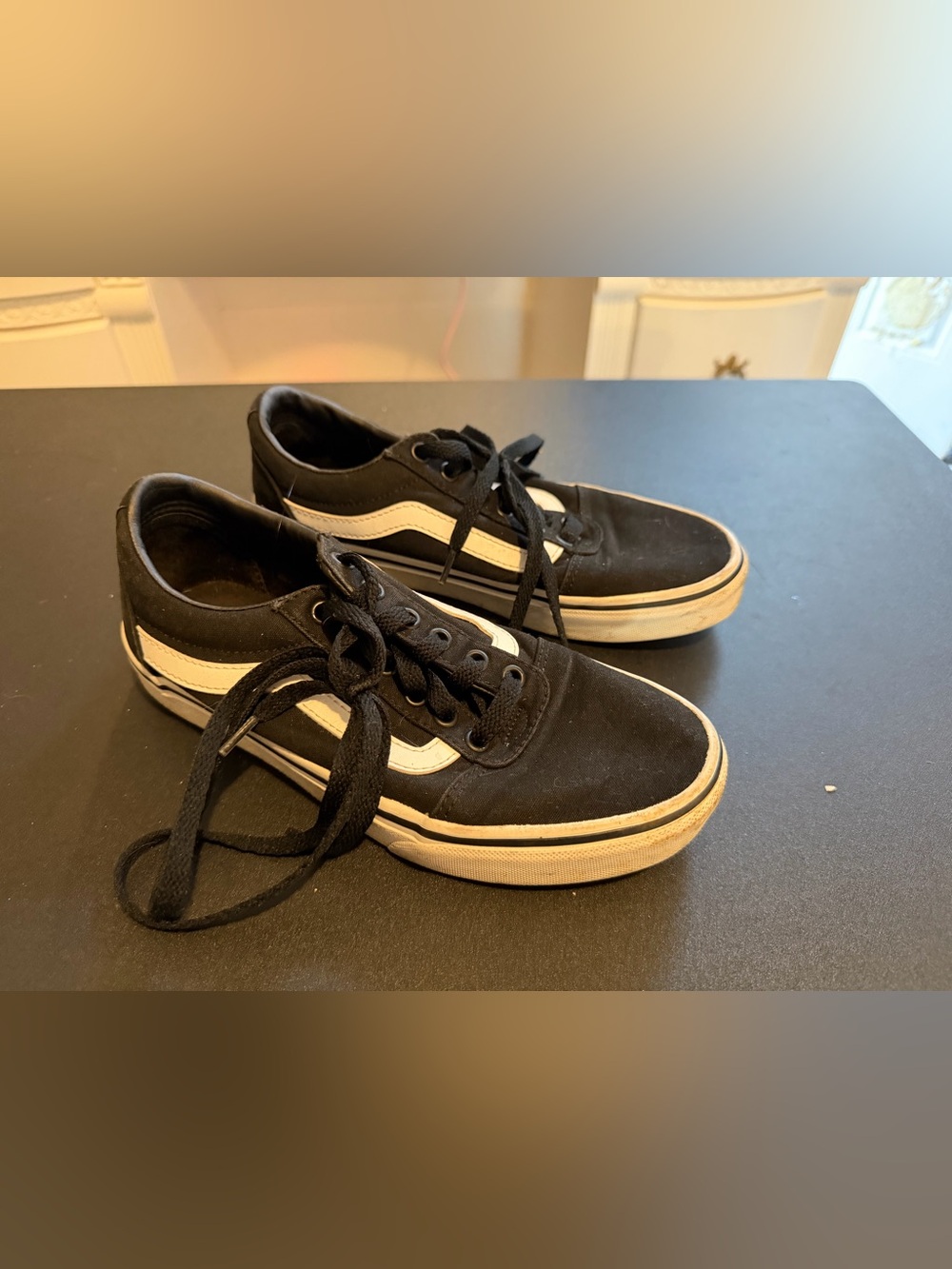 Vans Black Canvas Low-Top Sneakers with White Side Stripe
